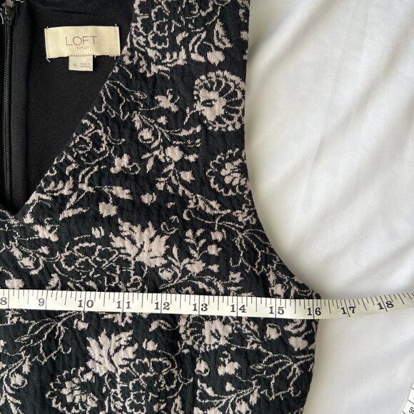 Loft Tank Dress Black/Grey Floral Thick Fabric Size 4 A-Line Zip Cocktail Formal - Picture 6 of 7